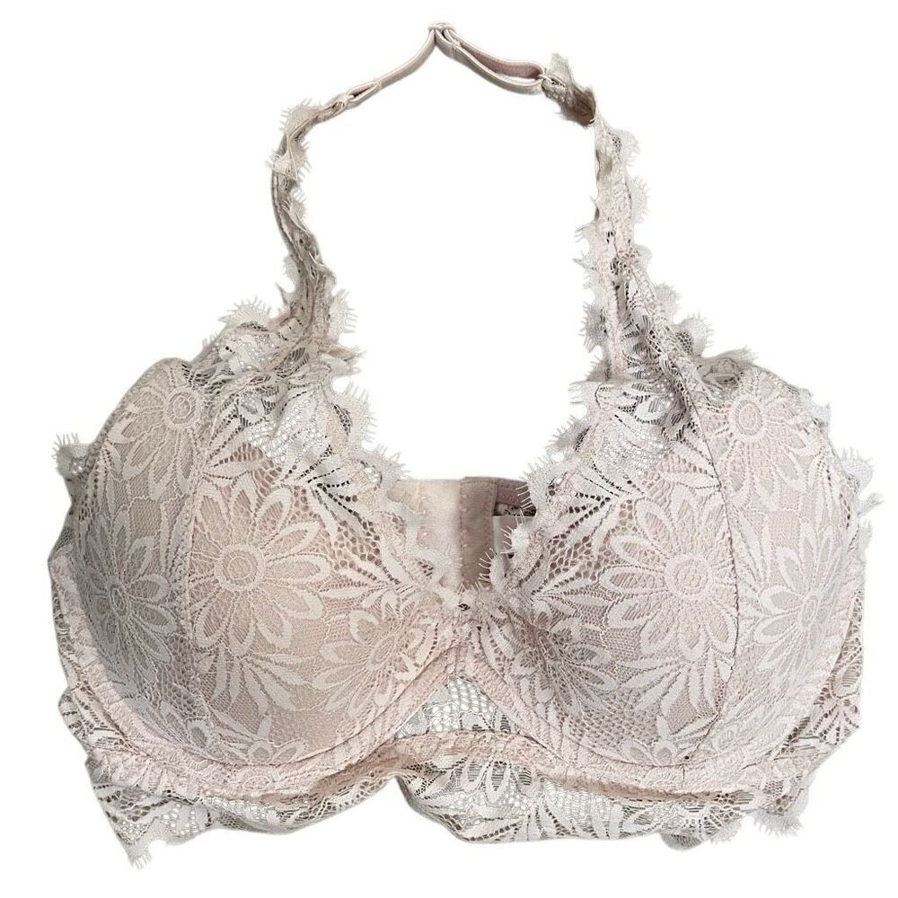 Victoria’s Secret PINK Womens Halter Lace Bralette S Lightly Lined Coquette